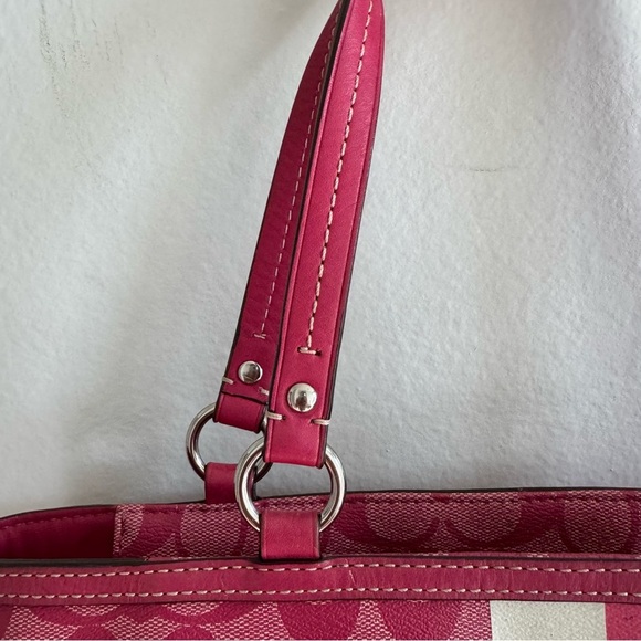Coach Y2K Chelsea Heritage Stripe Tote Pink/White Genuine - Picture 6 of 15